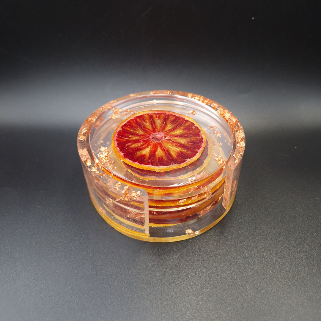 Epoxy Coasters with Blood Orange Slice