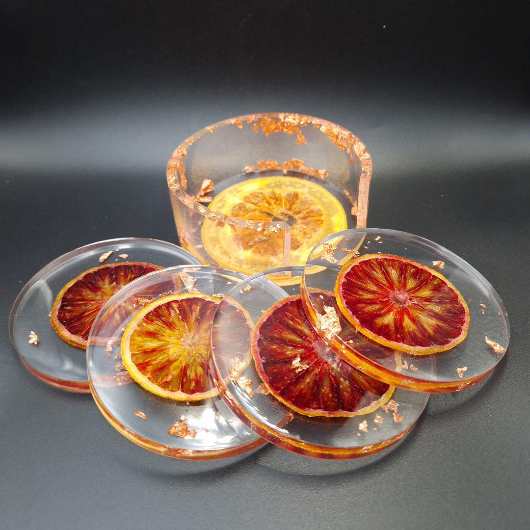 Epoxy Coasters with Blood Orange Slice